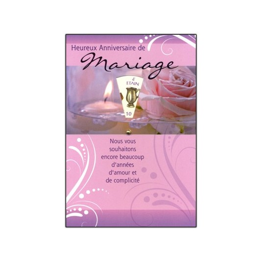 Carte Double Anniversaire De Mariage Bougie rose et rose rose
