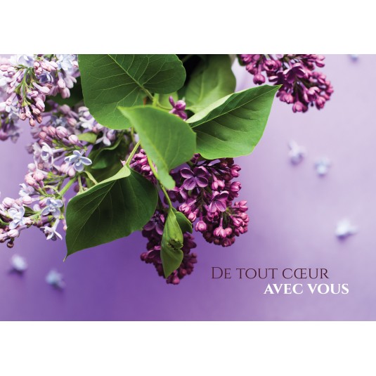 Carte Avec Message Bouquet de fleurs violettes(De tout coeur...)