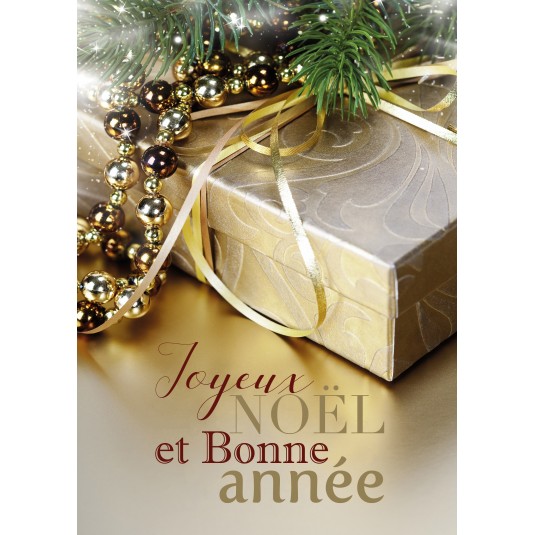 Carte Avec Message Fin D'année Cadeau sous une branche de sapin