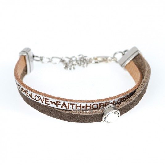 Bracelet en cuir de haute qualité « foi » avec brillant