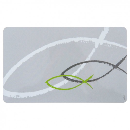 Plateau &agrave; pain Ichtus gris et vert