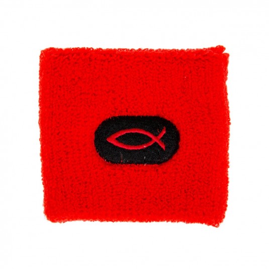 Bracelet anti-transpiration pour le sport rouge avec ichtus