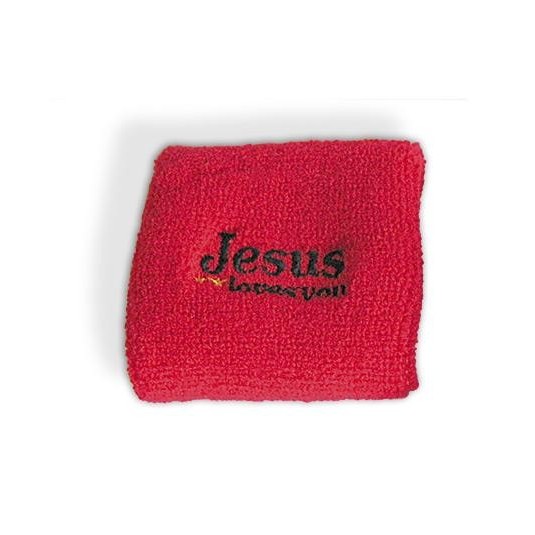 Bracelet anti-transpiration rouge « Jesus loves you »