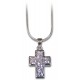 Collier croix argent massif et zirconium