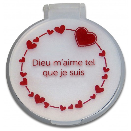 Miroir de poche coeur blanc