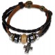 Bracelet cuir avec perles et croix métal
