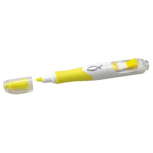 Marqueur fluo jaune ichtus avec mini post-its