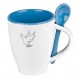 Mug avec cuillère Colombe intérieur bleu clair "Je vous donne ma paix"