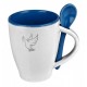 Mug avec cuillère Colombe intérieur bleu foncé "Je vous donne ma paix"