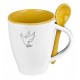 Mug avec cuillère Colombe intérieur jaune "Je vous donne ma paix"