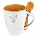 Mug avec cuillère Colombe intérieur orange "Je vous donne ma paix"