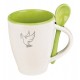 Mug avec cuillère Colombe intérieur vert "Je vous donne ma paix"