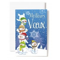 CARTE DOUBLE Meilleurs V&oelig;ux 5 Bonhomme de neige