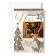 CARTE DOUBLE Heureux Noël Jésus, Marie, Joseph, sapin, âne, mouton en bois