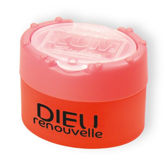 Taille-crayon orange fluo « Dieu renouvelle »