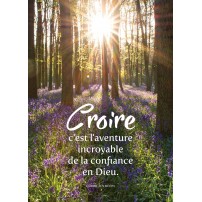 POSTER : Sous-bois avec un parterre de fleurs violettes