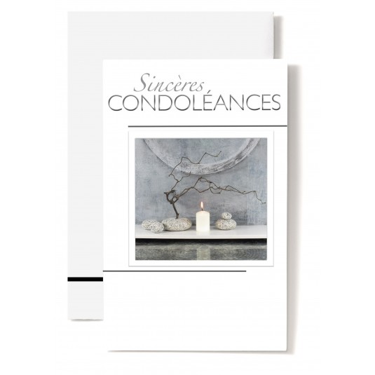 Mini Carte Double Bougie blanche, branche, galets