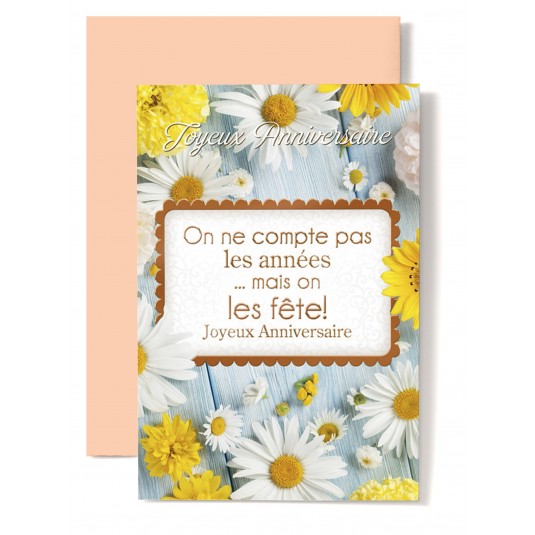 Carte Double Anniversaire Marguerittes, pissenlits(on ne compte...)