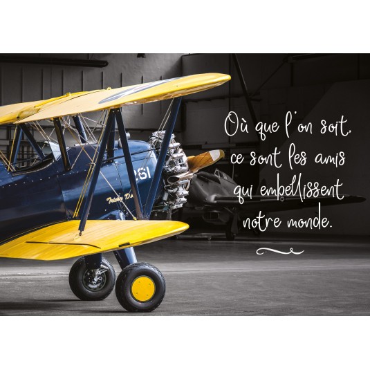 Carte Citation Avion biplan dans un hangar