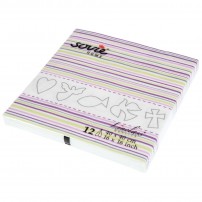 Pack de 12 serviettes papier à rayures violettes/turquoises et symboles