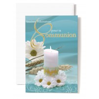 Mignonnette Communion Bougie, marguerites, bl&eacute;