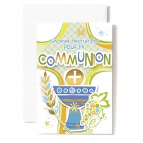 Mignonnette Communion Coupe bleue, croix verte