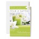 Carte Double Baptême avec Lys blancs, bougie verte