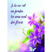 Mini Carte Bosquet de fleurs violettes et papillon