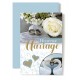 Carte Double Mariage Rose blanche, alliances, cignes.