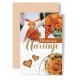Carte Double Mariage Bouquet orange, coeur orange.
