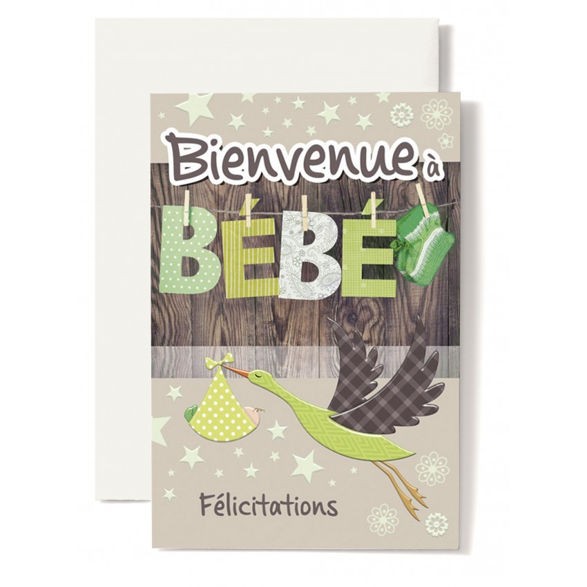 Carte De Voeux Pour Petite Fille Avec Cigogne Illustration De Vecteur