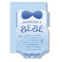 Carte Double Naissance Bodie bleu(A 1 jour je suis....)