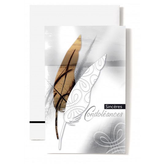 Mini Carte Double Roseaux dans plume s&eacute;pia