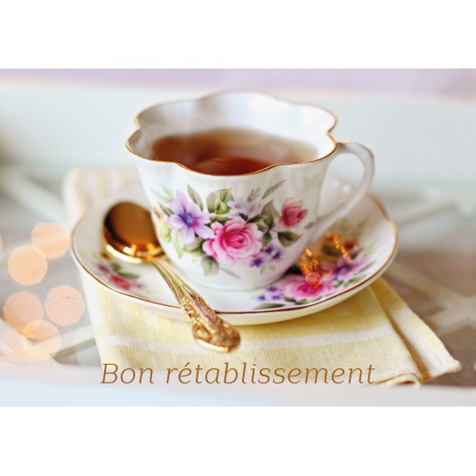 Carte Avec Message Tasse de thé sur un plateau