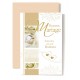 Carte Double Mariage Alliances, rose blanche, 2 petits coeurs or
