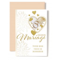 Carte Double Mariage Alliances  dans coeur