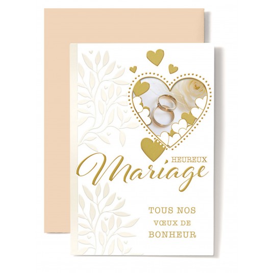 Carte Double Mariage Alliances  dans coeur