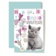 Carte Double Anniversaire Chaton gris
