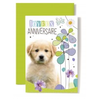 Carte Double Anniversaire Chiot
