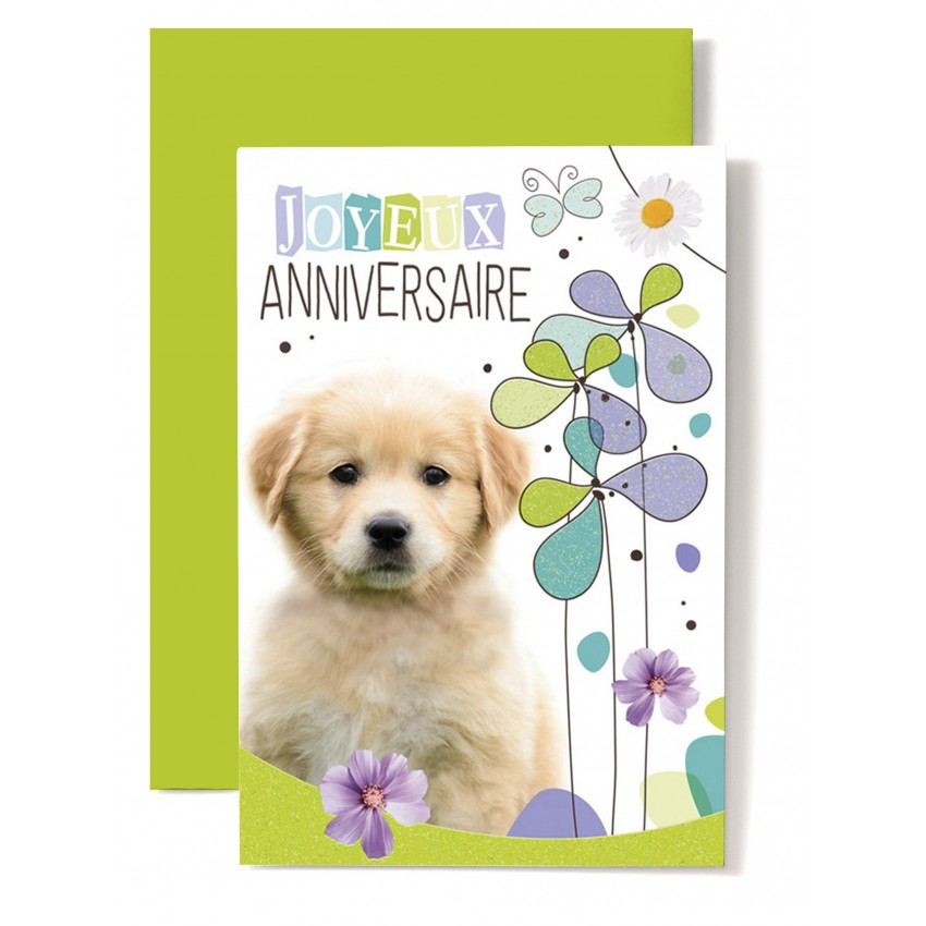 Carte Double Anniversaire Chiot Carte Double Anniversaire Chiot
