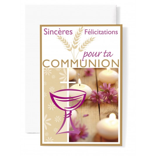 Mignonnette Communion Coupe rose, bougies blanches