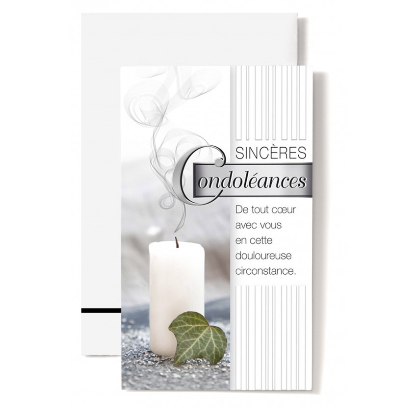 Carte Double Condoleances Bougie Blanche Feuille Verte Carte Double Condoleances Bougie Blanche Feuille Verte