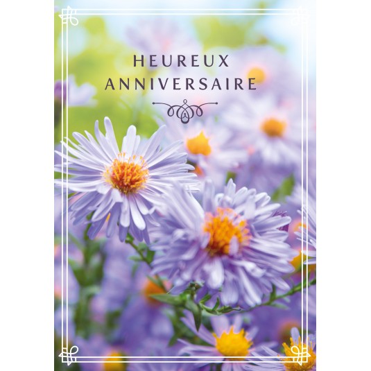 Carte Double Anniversaire Bouquet de fleurs violettes