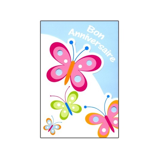 Carte Double Anniversaire Papillons dessin&eacute;s