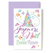 CARNET FA :JNBN Sapin de No&euml;l stylis&eacute; en fleurs