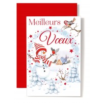 CARNET FA :MV Bonhome de neige devant un village