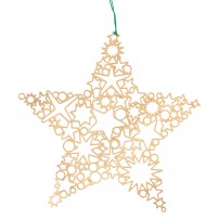 Décor de sapin étoile plaquage or, 6 x 6 cm