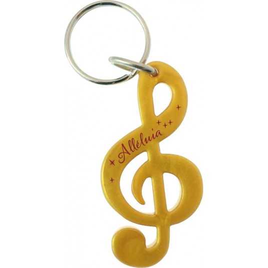 Porte-cl&eacute; cl&eacute; de sol dor&eacute; &laquo; Alleluia &raquo;
