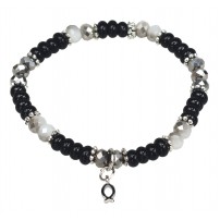 Bracelet de perles Ichtus noir 19 cm