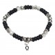 Bracelet de perles Ichtus noir 19 cm